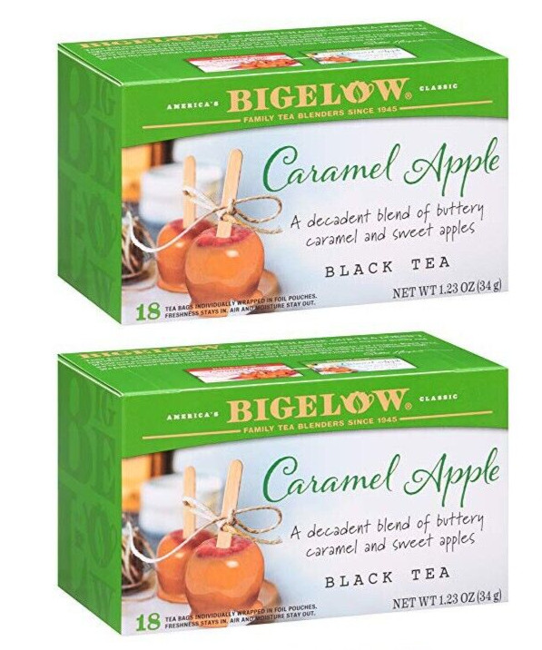Lot 2 Bigelow Caramel Apple Black 36ct Tea Bag Instant Brew Winter Warm FreeShip