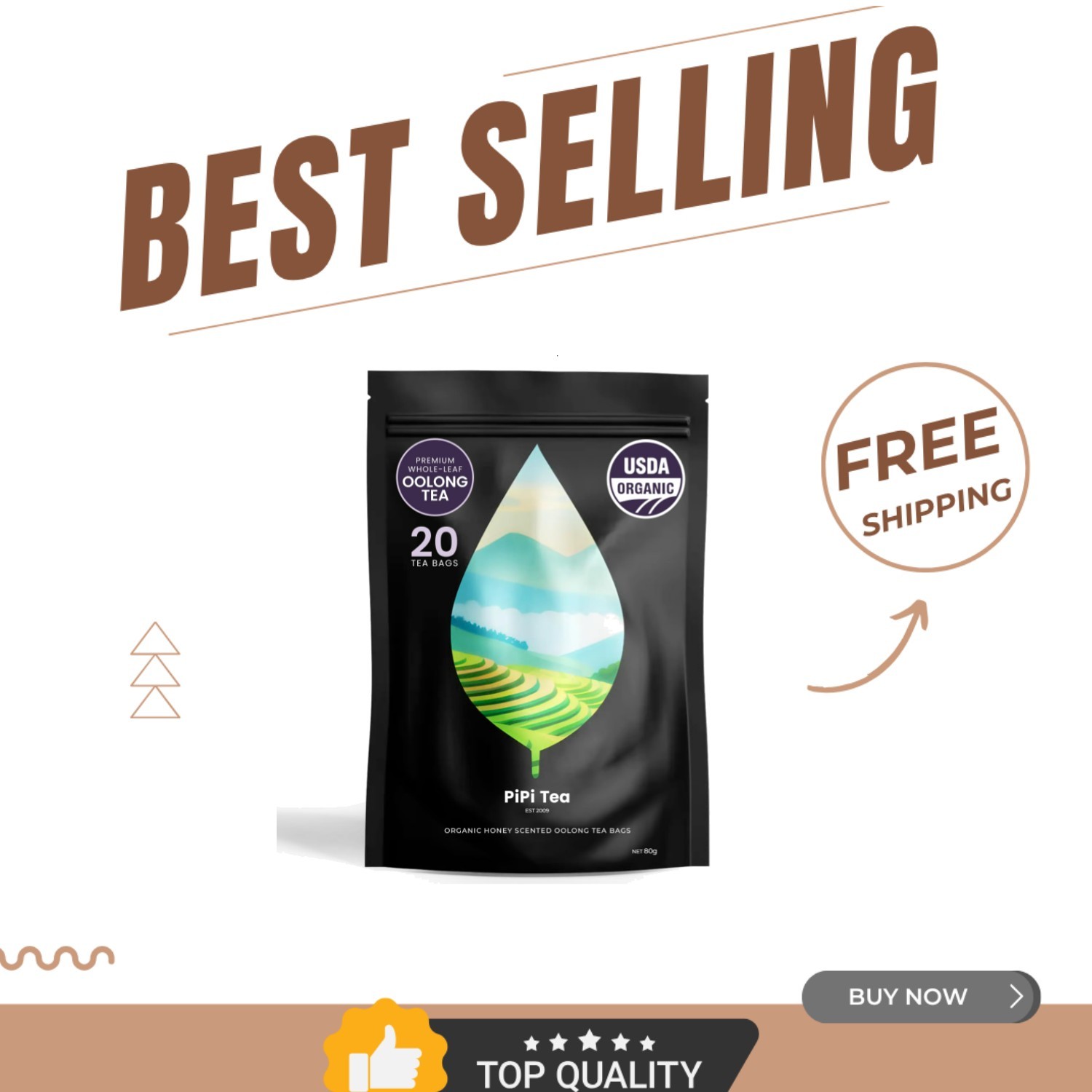 Natural Digestive & Cortisol Balancing Oolong Tea – 20 Honey-Flavored Bags