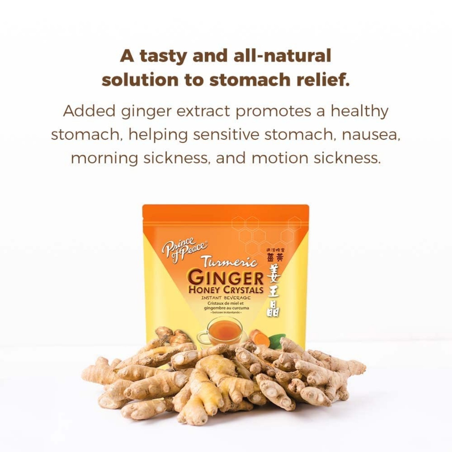 Turmeric Ginger Tea Instant Ginger Honey Crystals, 25 Sachets -Prince of Peace