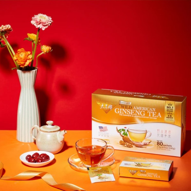 Wild American Ginseng Instant Tea, 80 sachets-Prince of Peace