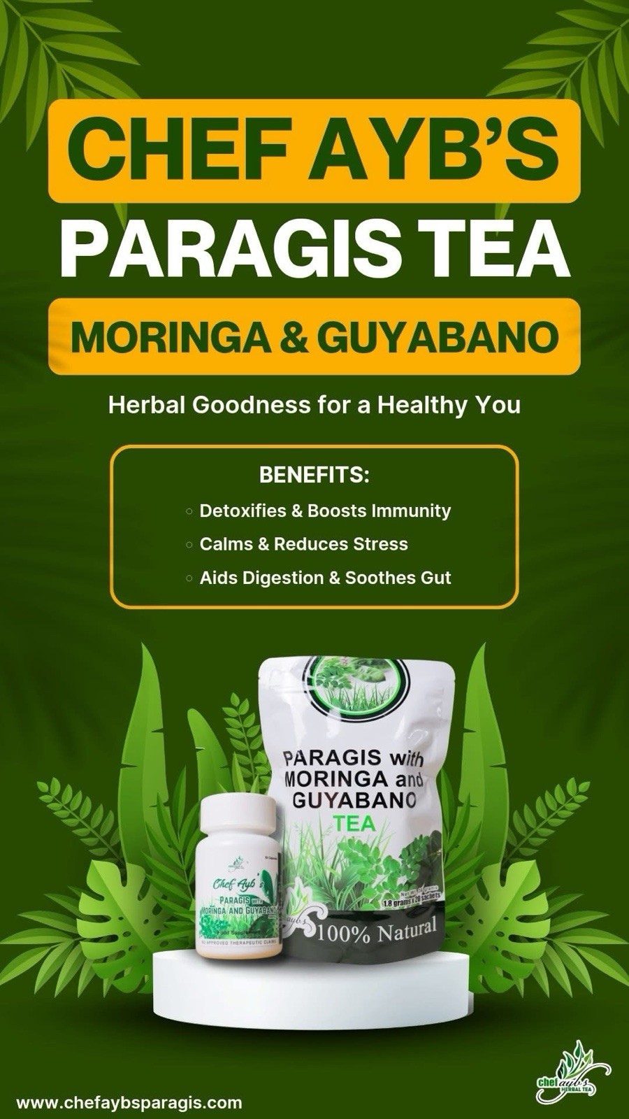 Chef Aybs Paragis Tea with Moringa & Guyabano Extract 3 In 1 (20 Tea bags)