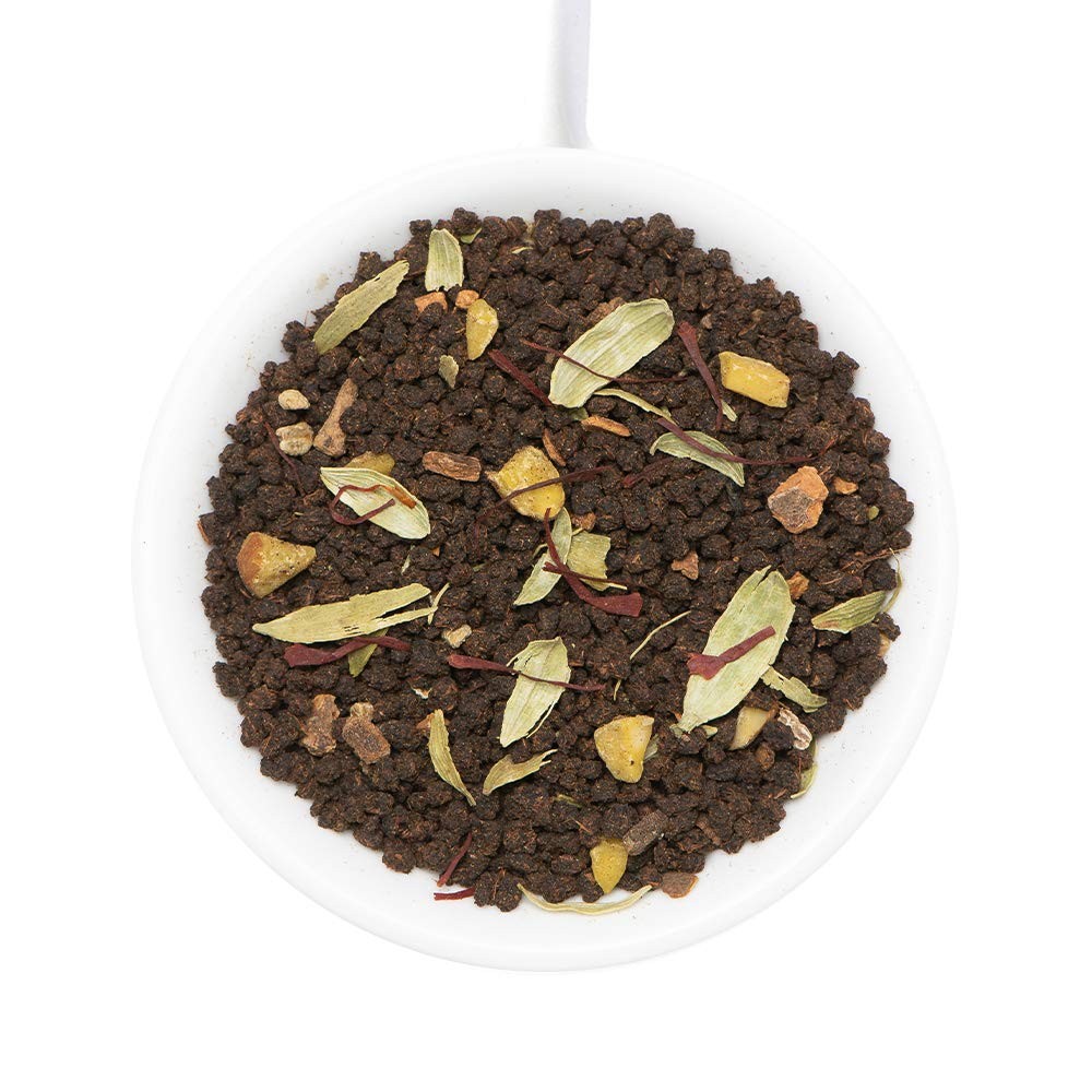 Saffron Spiced Chai Loose Leaf 50 Cups 100g | Black Tea with Cardamom Cinnamo…