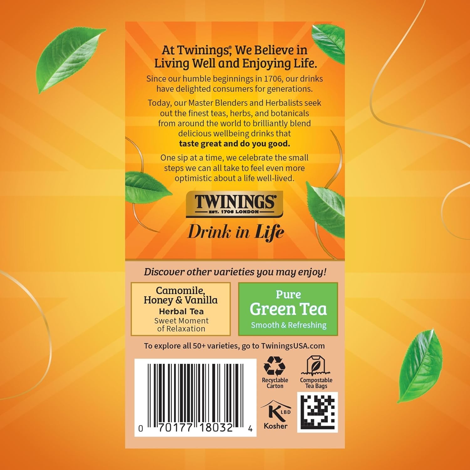 Twinings Pure Rooibos Red Herbal Tea Individually Wrapped Bags, 20 Count Pack 1