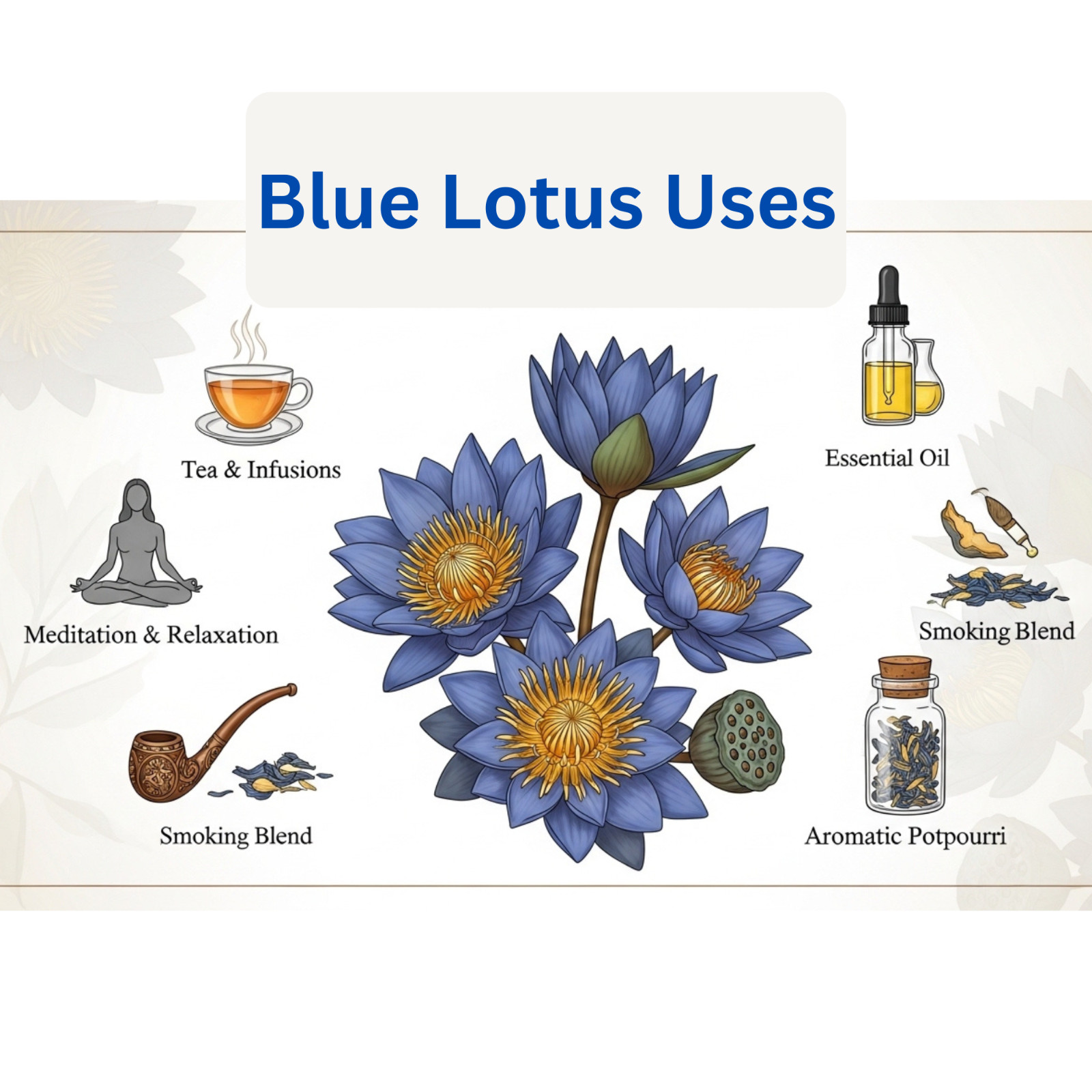 Egyptian Blue Lotus Flower 100g | Dried Nymphaea Caerulea Herbal Tea