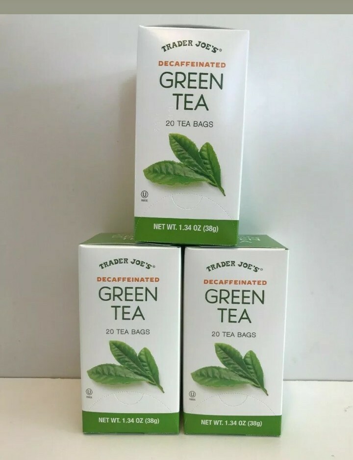 3 Packs Trader Joe’s Decaffeinated Green Tea 20 Tea Bags 1.34 oz Each Pack