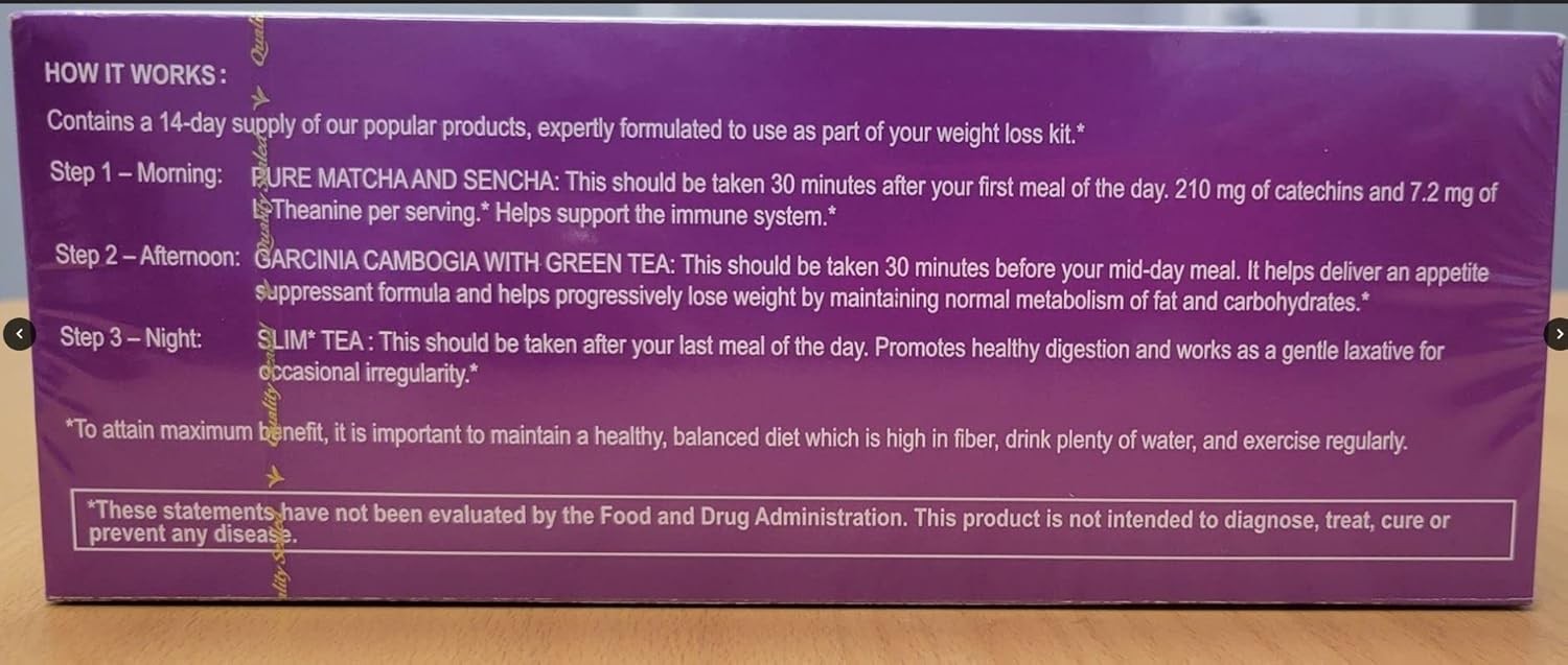 HYLEYS 14 Day Weight Loss Tea – 42 Tea Bags – Garcinia Cambogia, Matcha Green Te