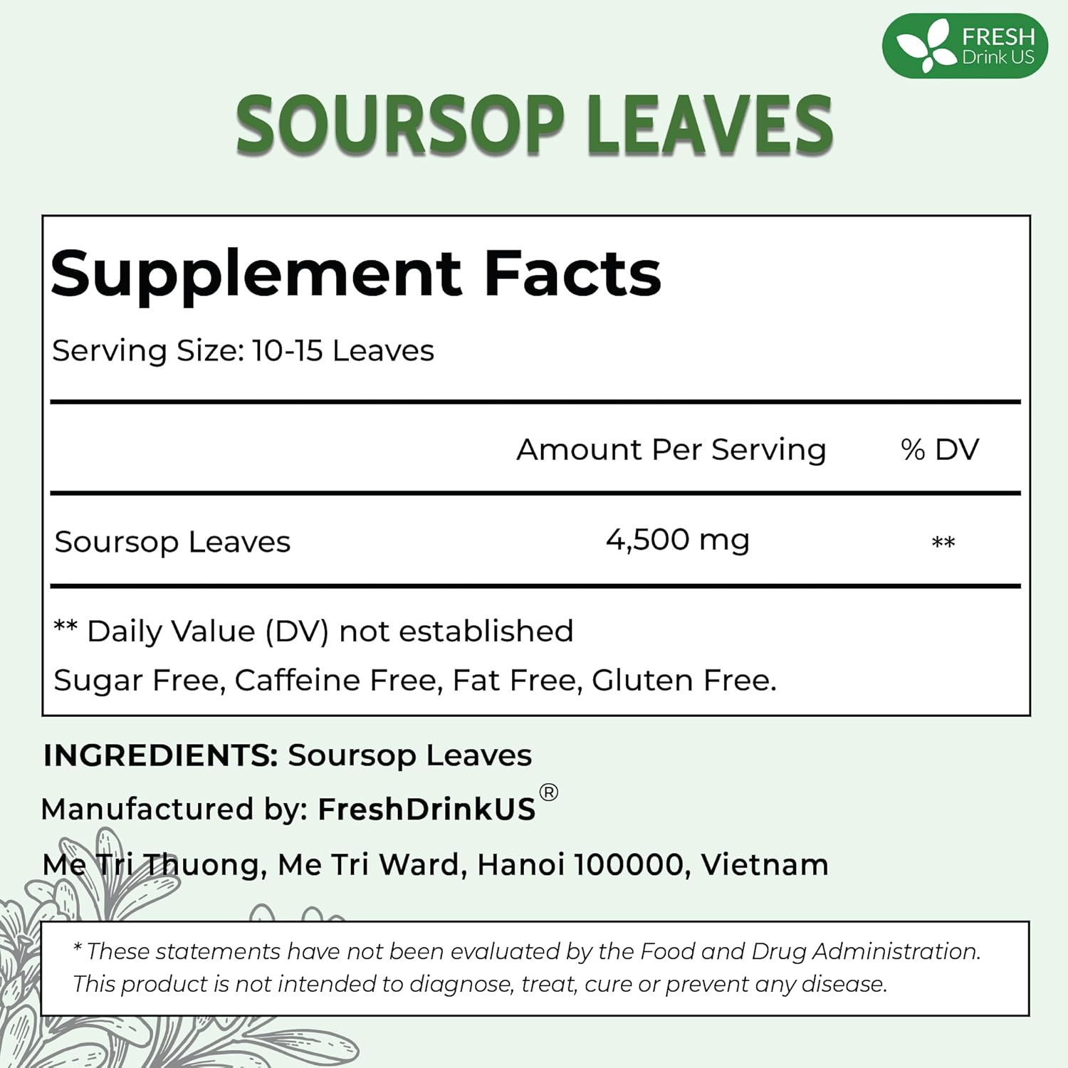 , 230+ Premium Soursop Graviola Dried Leaves Tea, 230-250 Whole Soursop Leave…