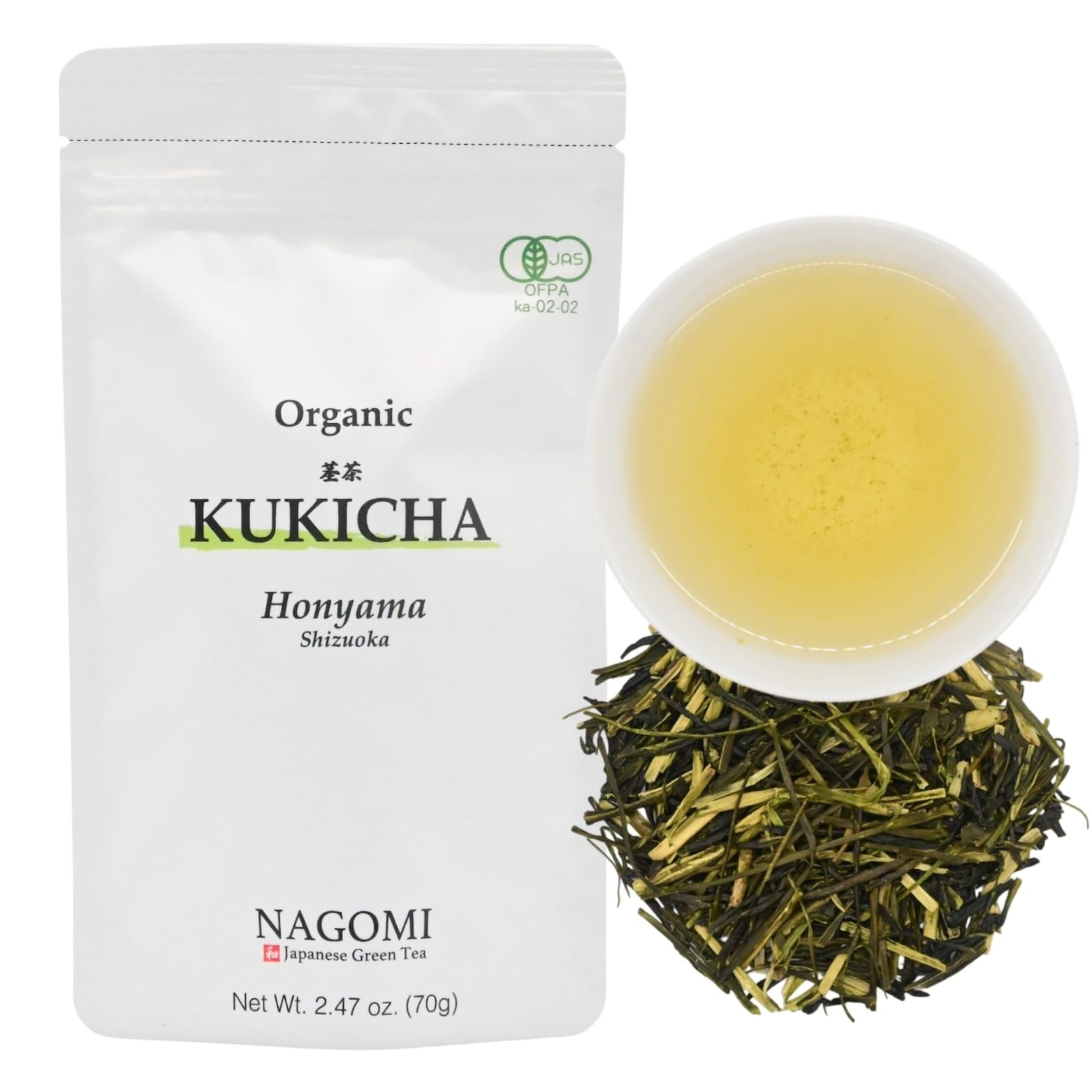 NAGOMI Organic Kukicha – Loose Leaf Japanese Twig Green Tea, 70g/2.47oz.