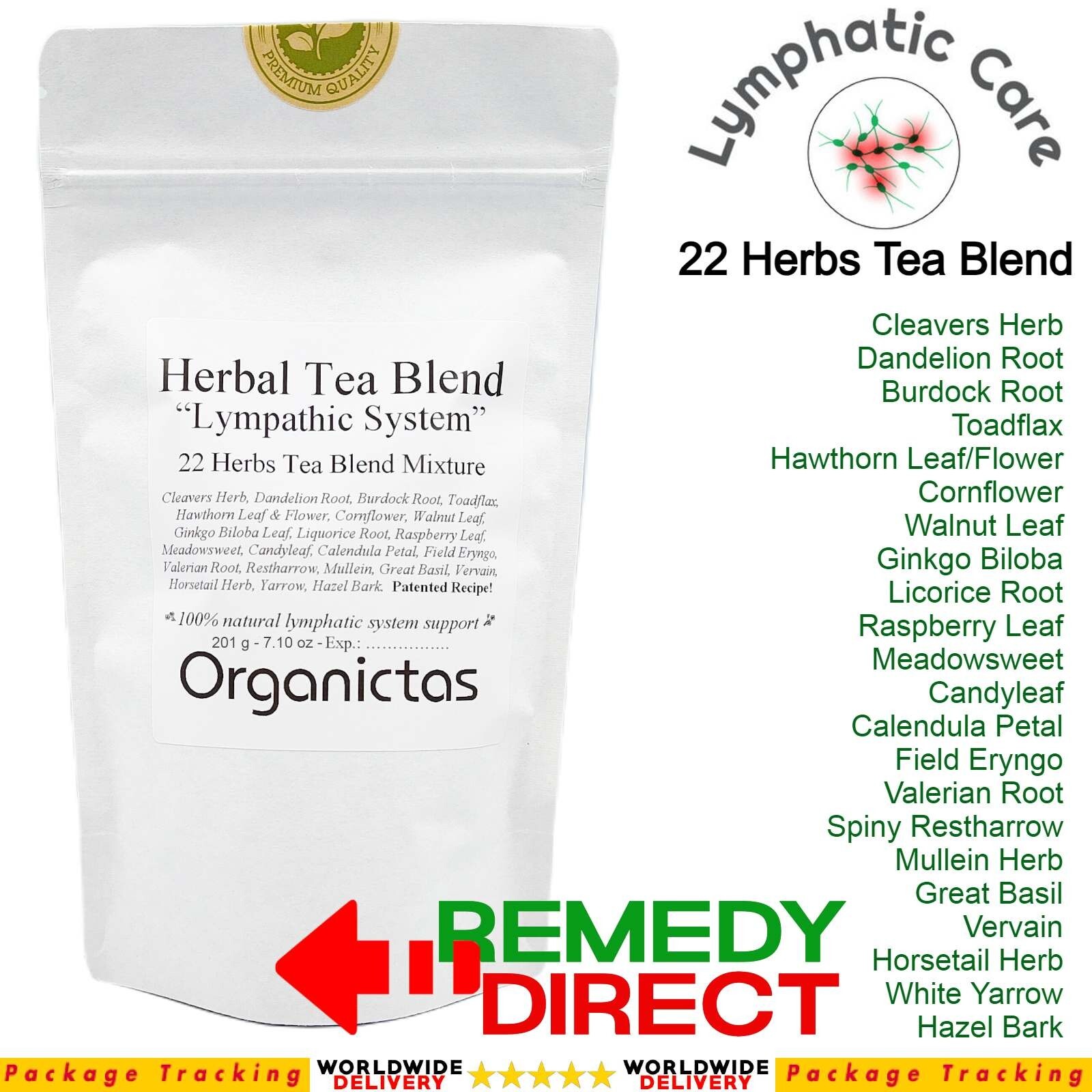 LYMPH SYSTEM TEA 22 Herb Recipe Formula Natural Lymphatic System Support Cleanse