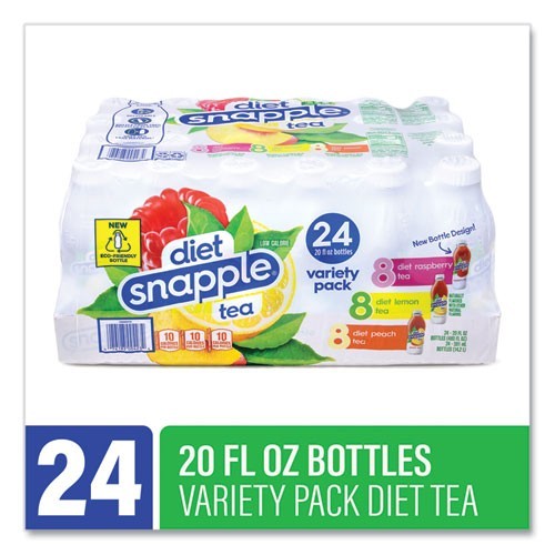 diet Snapple Ice Tea Variety Pack, Assorted Flavors, 20 oz Bottle, 24/Carton