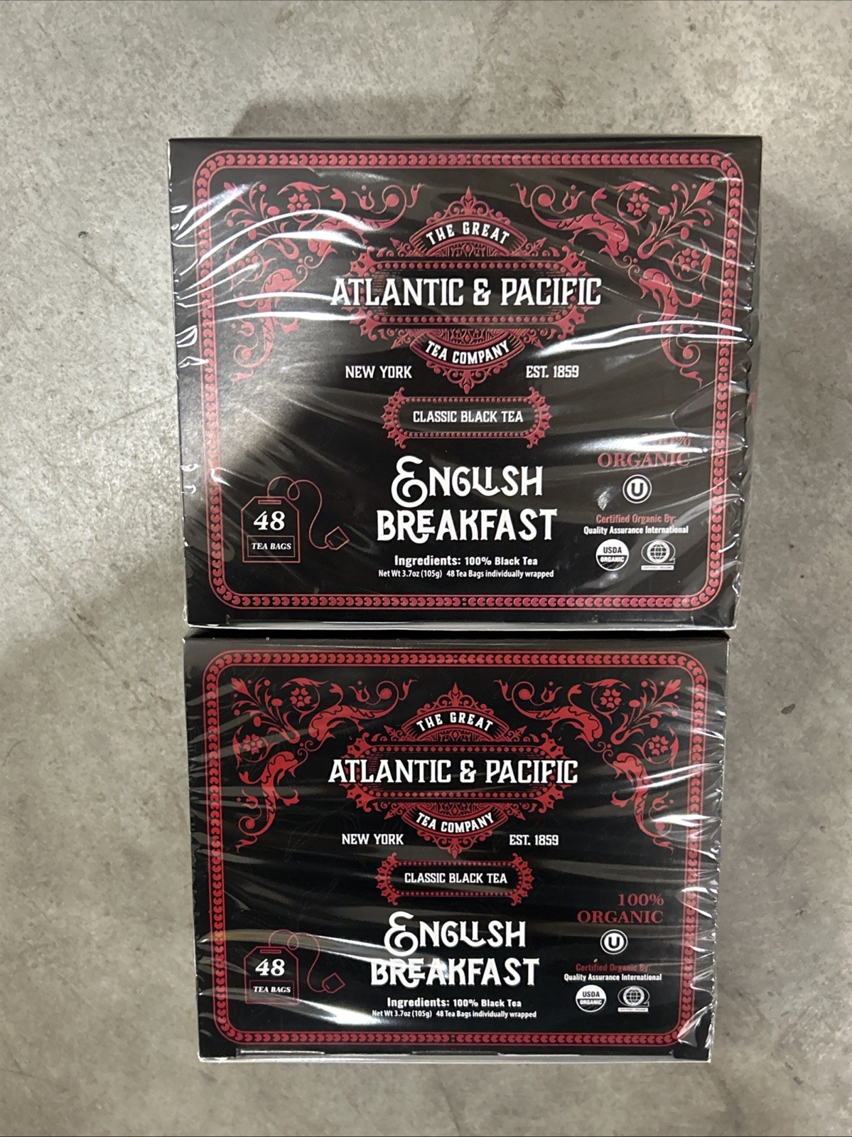 A&P Organic English Breakfast Tea 2 48 Count boxes Atlantic Pacific