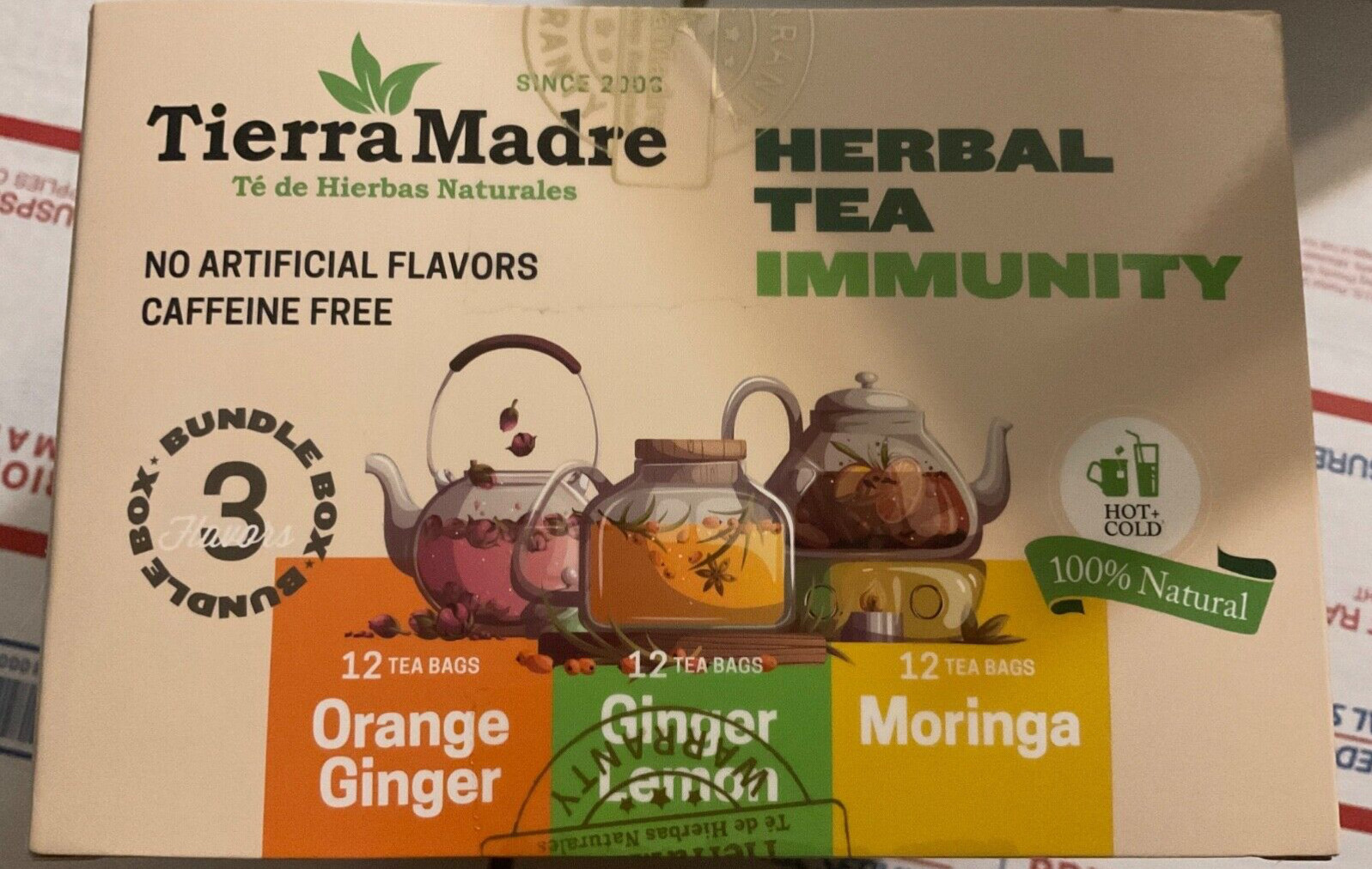 Tierra Madre /HERBAL TEA /Immunity /BUNDLE 3 / 12 TEA BAGS/Orange Ginger/Moring