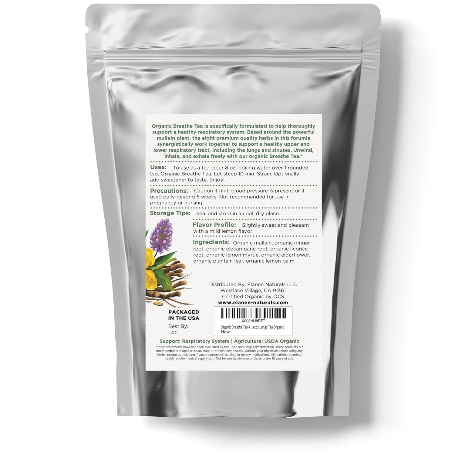 Organic Herbal Lung Tea for Respiratory Support with Mullein and Ginger