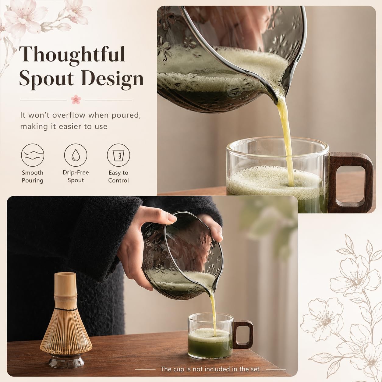 Matcha Whisk Set, Glass Matcha Kit Set Includes Matcha Bowl, Matcha Whisk and…