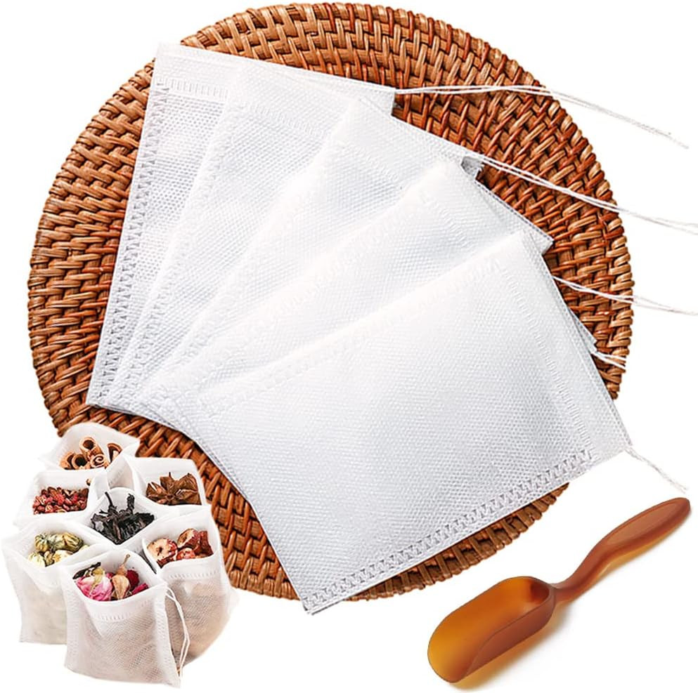 200Pcs Disposable Tea Bags for Loose Leaf Tea, Tea Filter Bags with Free Tea Spo