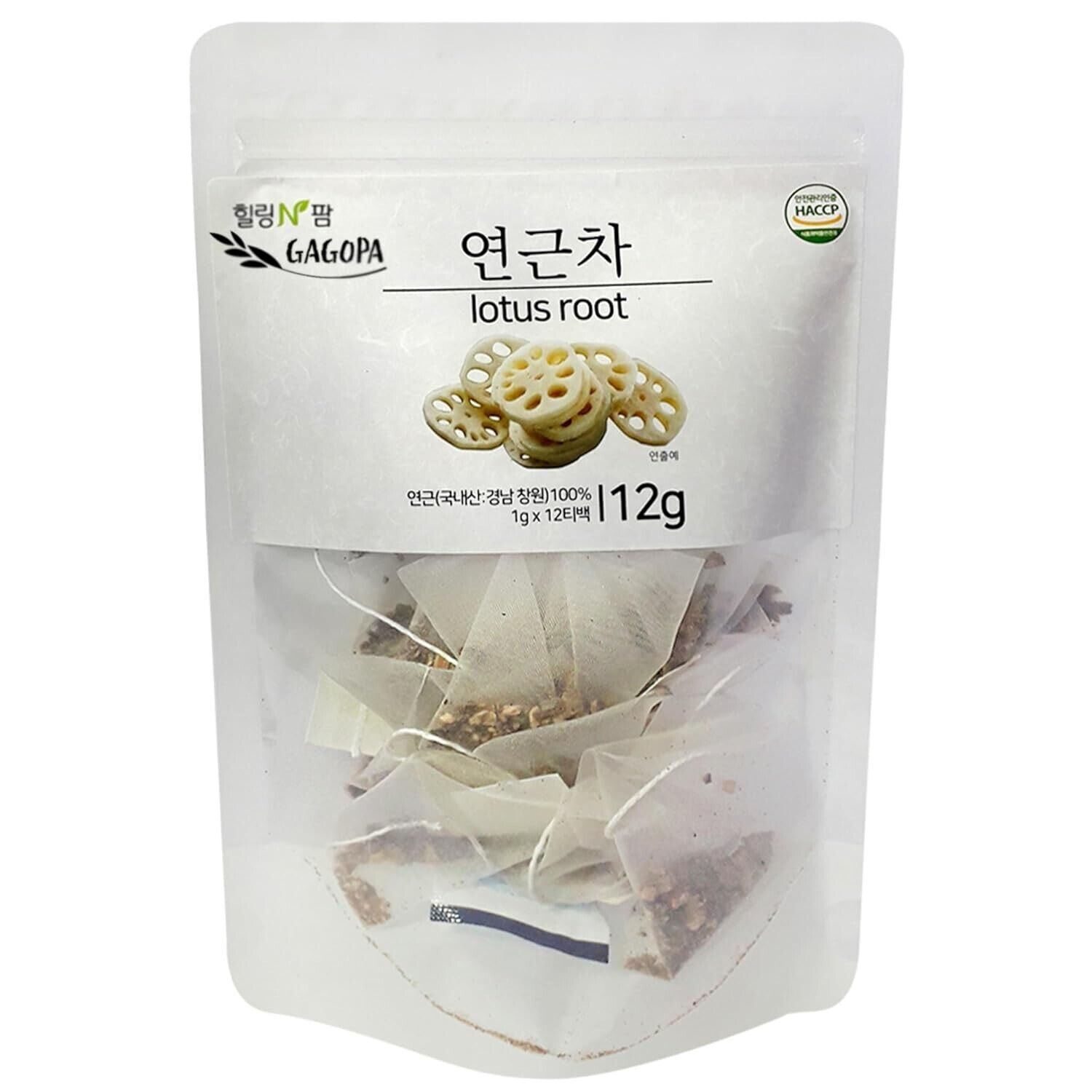 [GAGOPA] Korean Natural Lotus Root Herbal Tea 1g x 12 Teabags (5-Pack, 60ea)