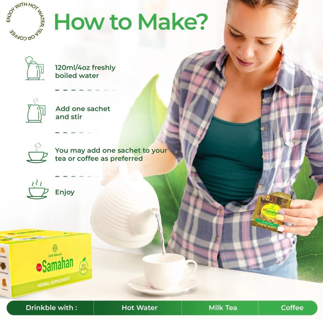 Link Samahan Ayurvedic Tea Natural Drink for Cough & Cold 100% Herbal Tea
