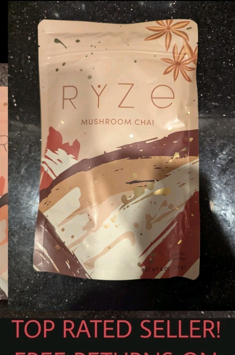 (2) RŸZE Mushroom Chai With 6 Adaptogenic Mushrooms Beverage Powder Tea+Coffee