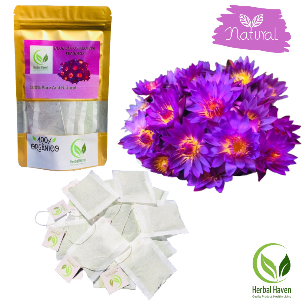 Dried Blue Lotus Flower Tea Bags (Nymphaea Caerulea) Organic Herbal Drink Tea