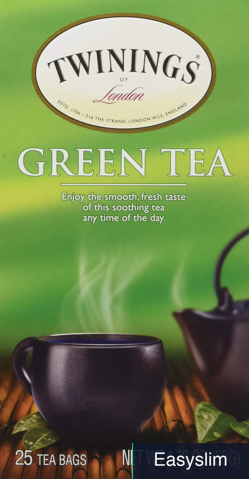 Green Tea Bags 25 Count Per Box, 6 Pack, 150 Total, Fine Leaf Blend