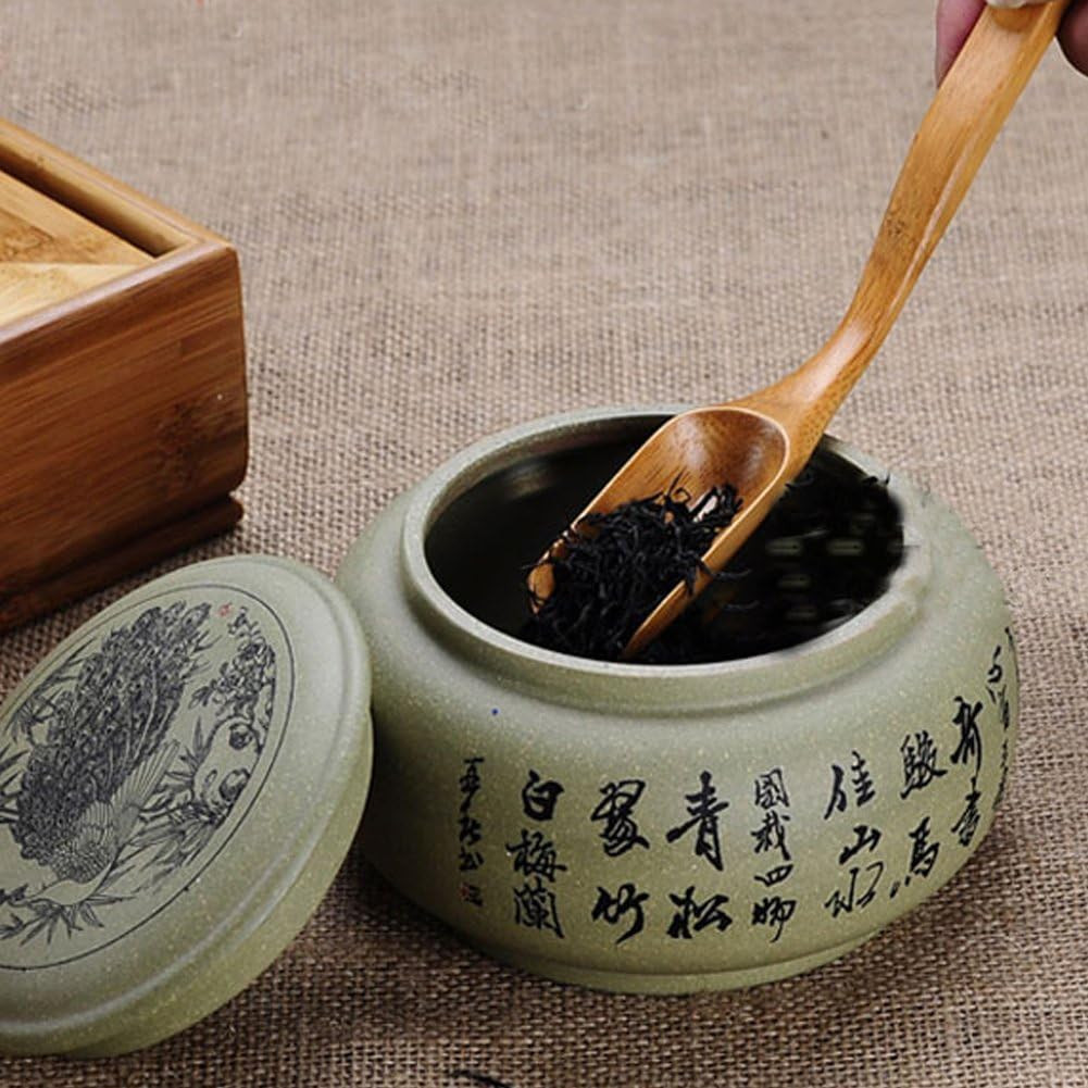 Tea Spoons Natural Bamboo Tea Spoon for Loose Tea ， 6Pcs Kung Fu Tea