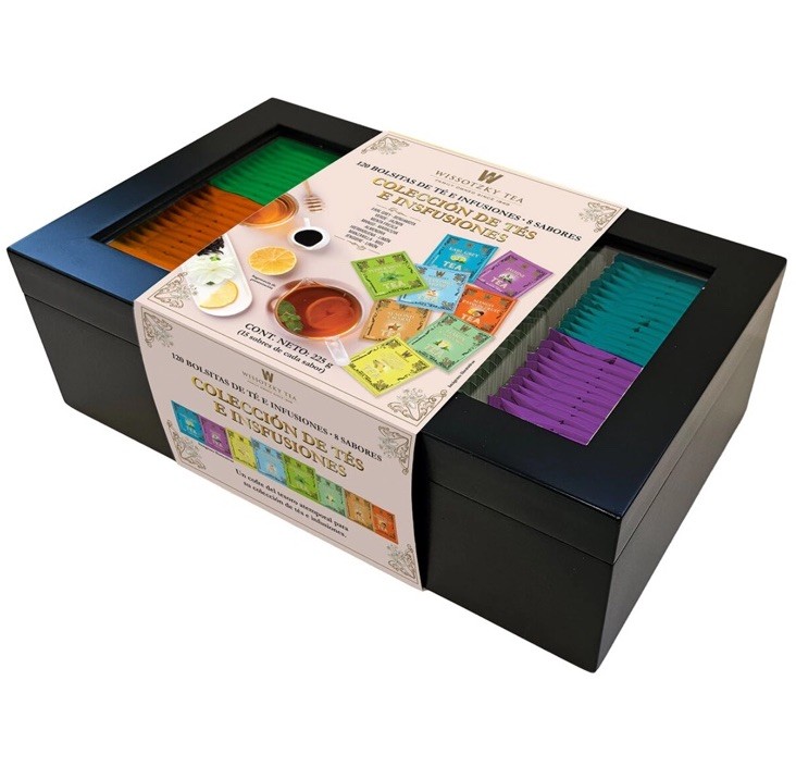 Wissotzky Tea Wooden Box 120 TEA BAGS • 6 FLAVORS TEA COLLECTION 7.46 oz