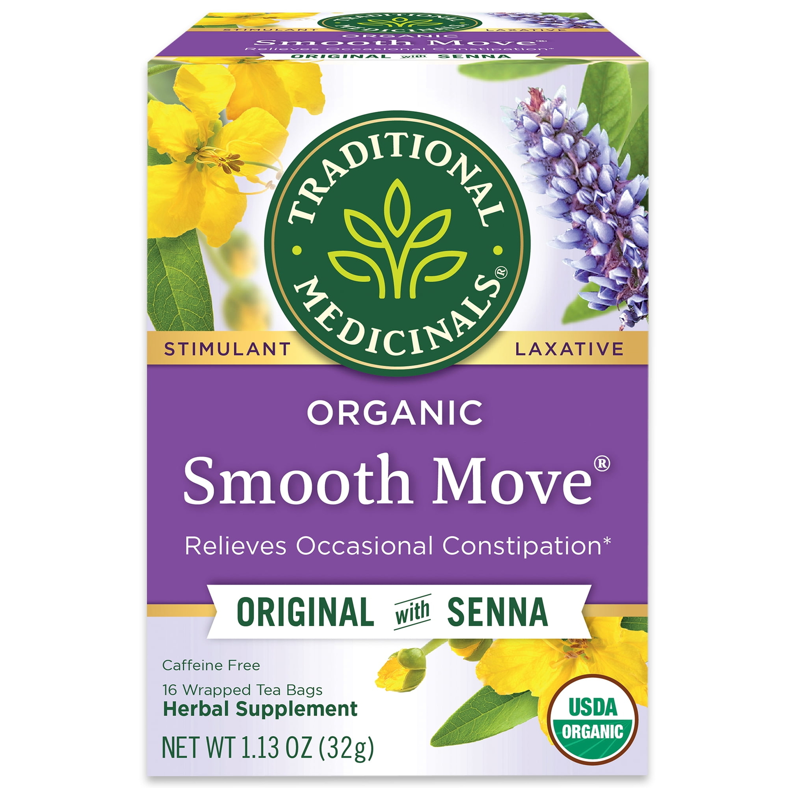 (4 pack) Traditional Medicinals, Organic Smooth Move, Tea Bags, 16 Ct