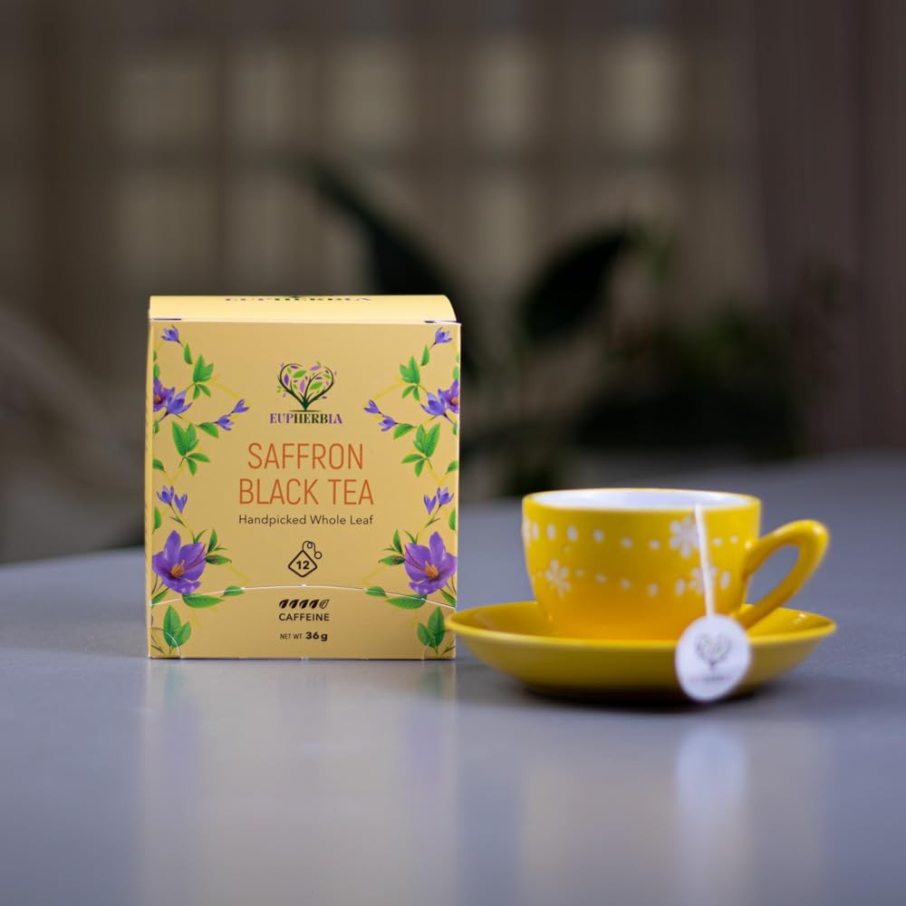 Saffron Black Tea, Handpicked, Highland Grown Whole Leaf Tea, Enriched with P…
