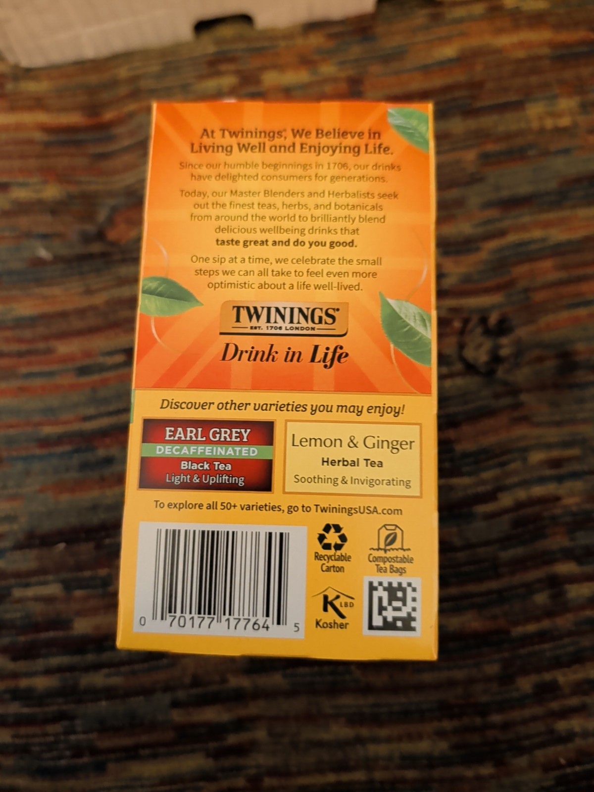 6 Packs – Twinings Lady Grey Decaffeinated Black Tea – 20 Count each box