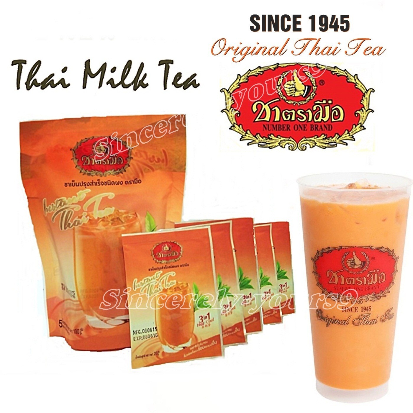 Thai Tea Mix powder ChaTraMue brand 3 in 1 Number One