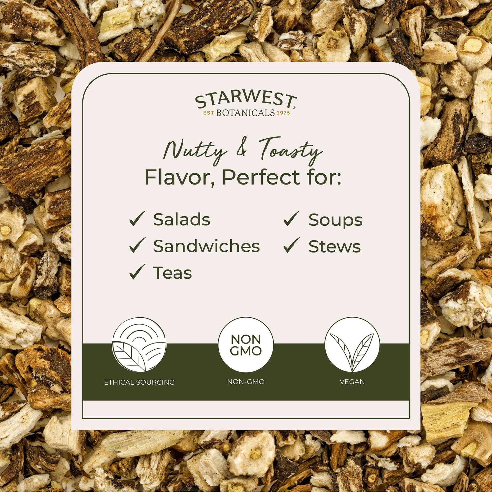 Starwest Botanicals Organic Raw Dandelion Root 16 Ounce (Pack of 1), No Color