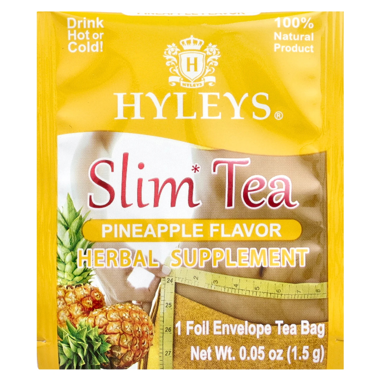 Slim Tea, Pineapple, 50 Foil Envelope Tea Bags, 2.64 oz (75 g)