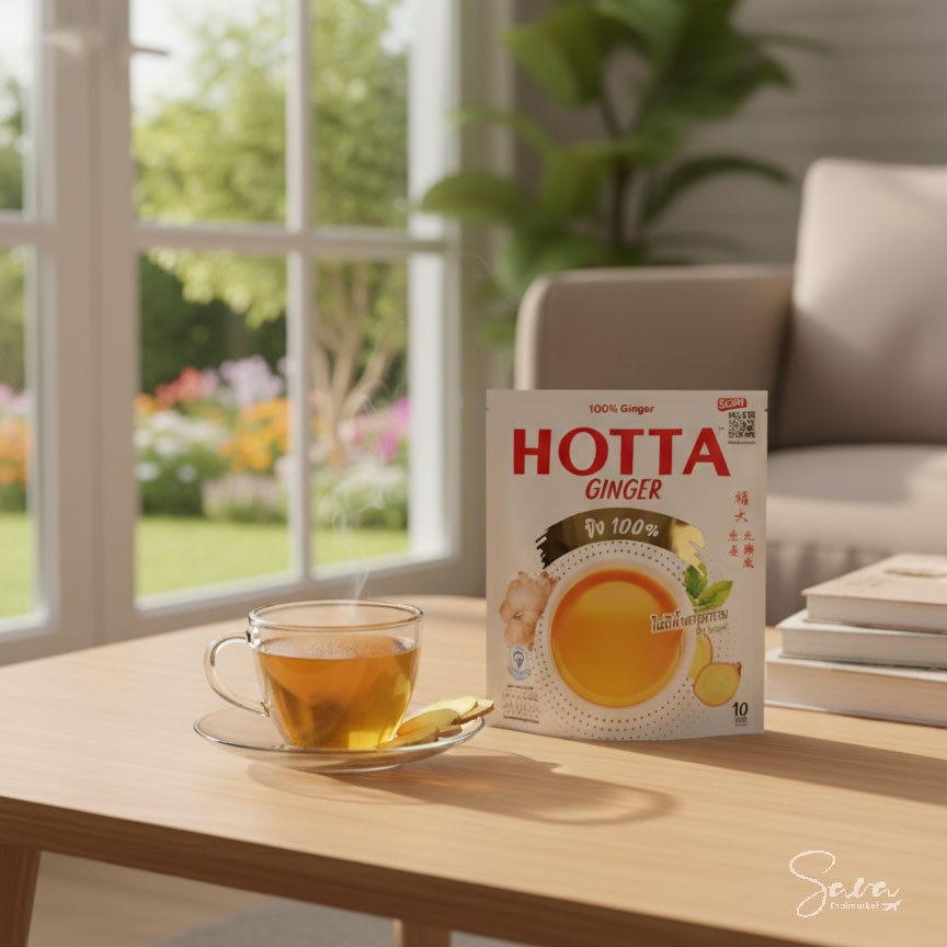Hotta 100% Ginger No Sugar Instant Herbal Drink Relieve Cold Symptoms 7g x 10pcs