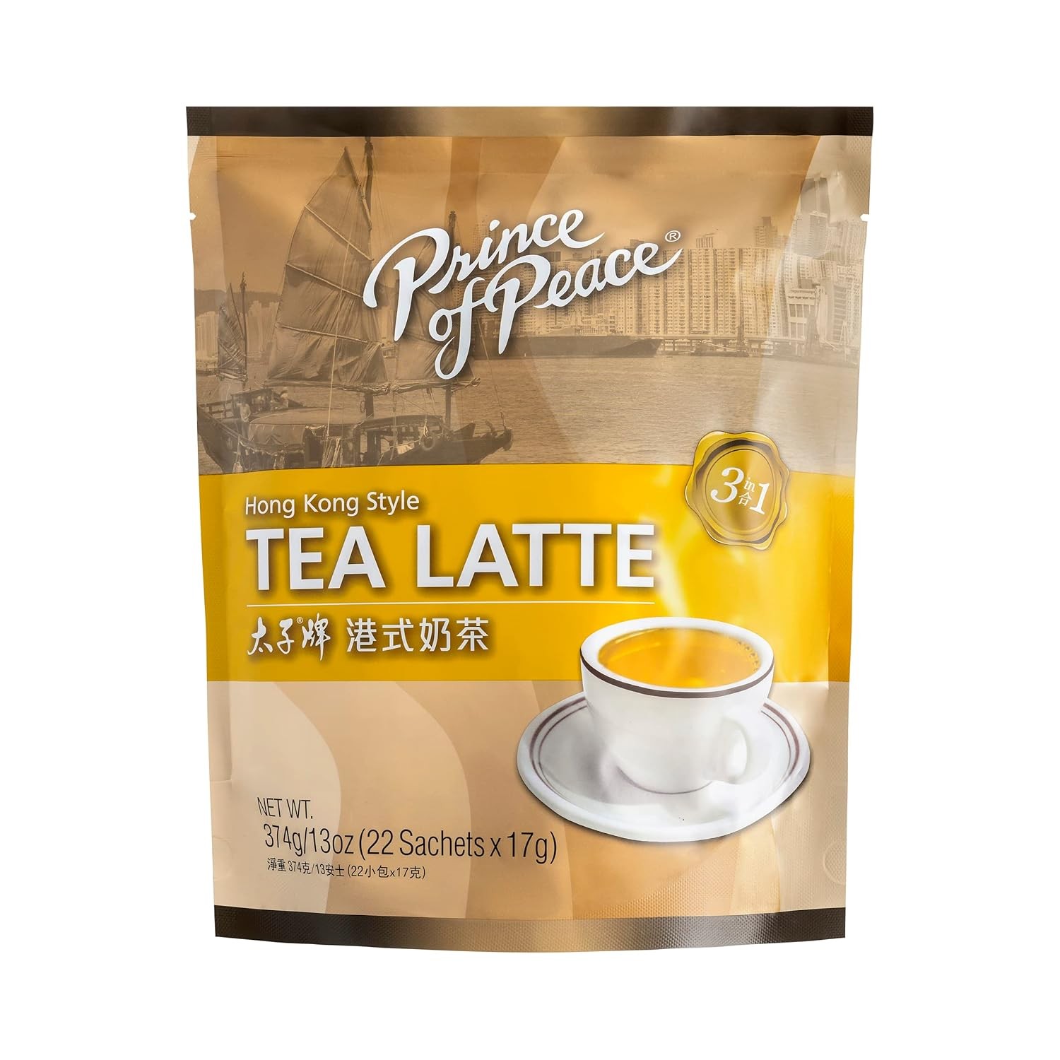 Prince of Peace 3 in 1 Instant Hong Kong Style Tea Latte, 22 Sachets