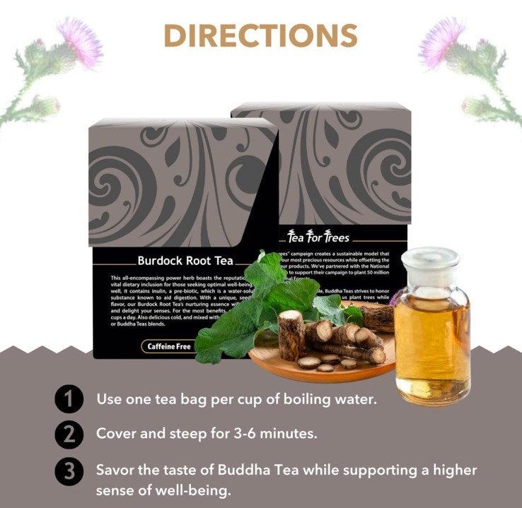 Buddha Teas Organic Burdock Root Tea, 18 Tea Bags Caffeine Free, Exp: 12/2025