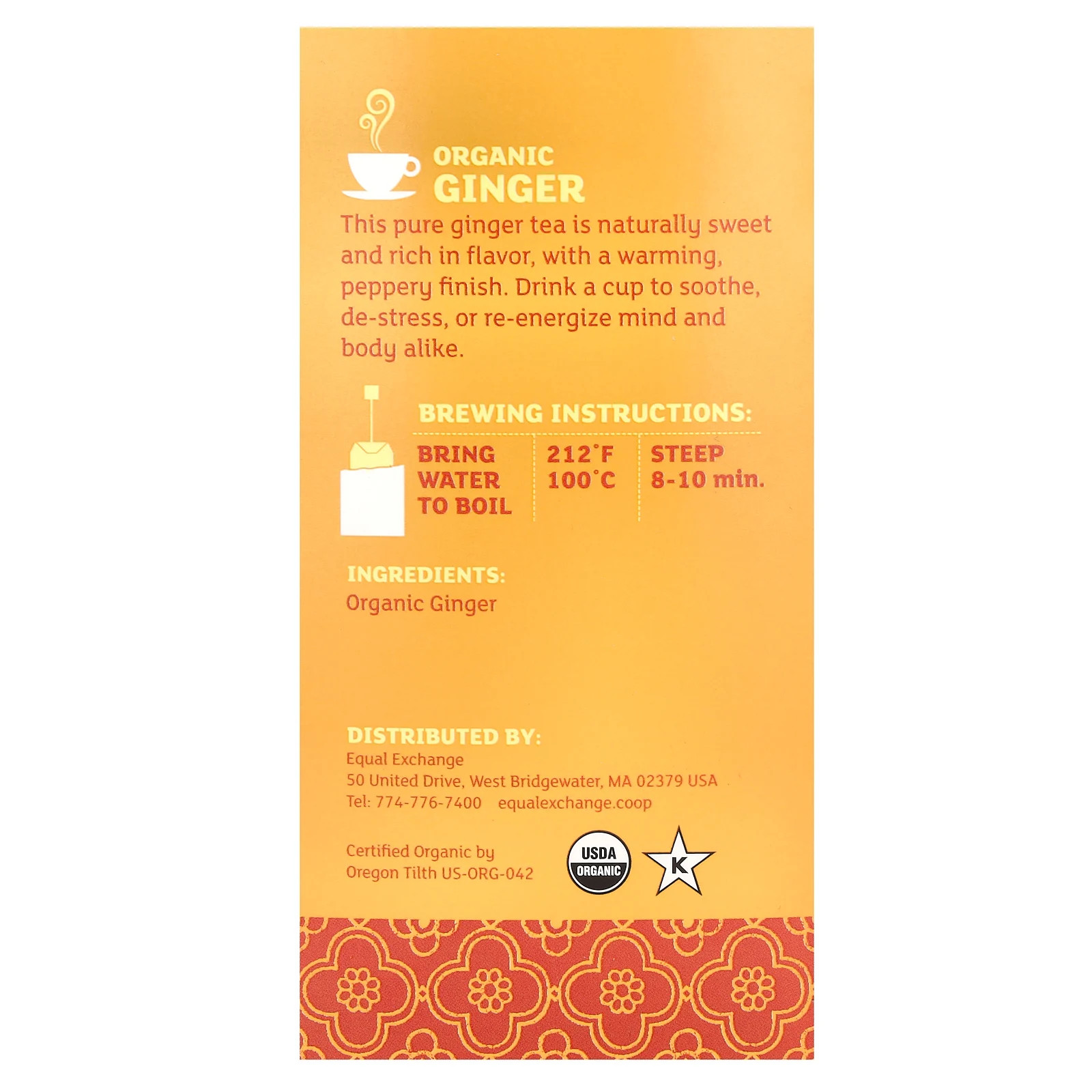 Organic Ginger, Herbal Tea, Caffeine Free, 20 Tea Bags, 1.05 oz (30 g)