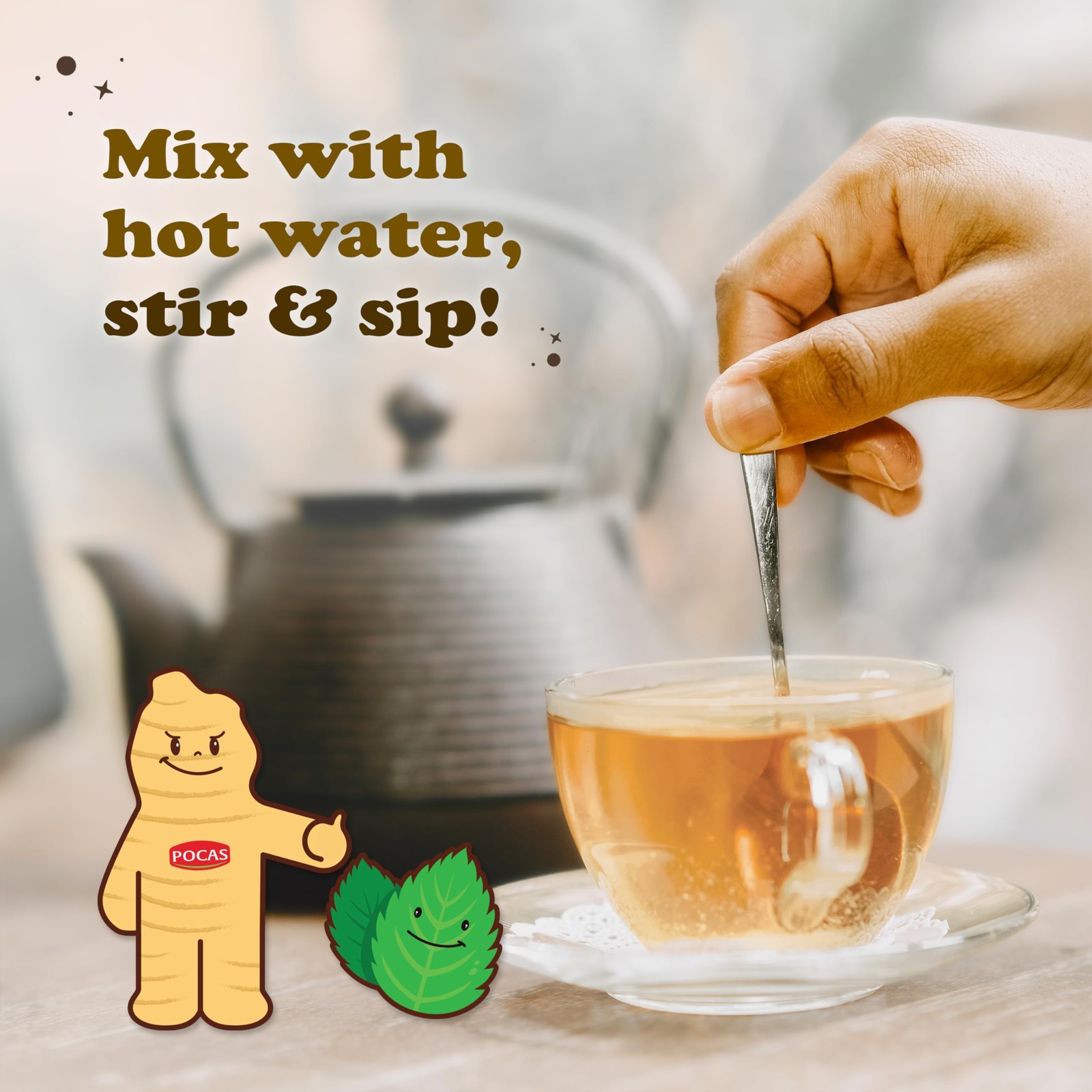Pocas Honey Ginger Instant Tea Powder, Mint Flavor 2Pack, Ginger Extract & Re…