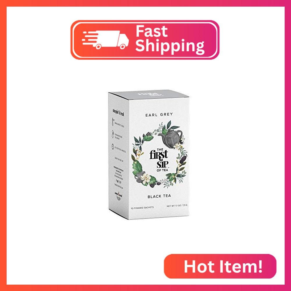 Earl Grey Tea Bags, Pure Bergamot Oil, Caffeinated Black Tea w/Subtle Citrus, Na