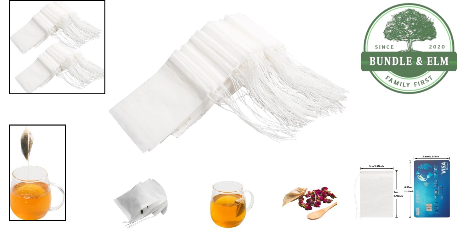 100pcs Disposable Tea Filter Bags for Loose Tea, Unbleached Natural Paper