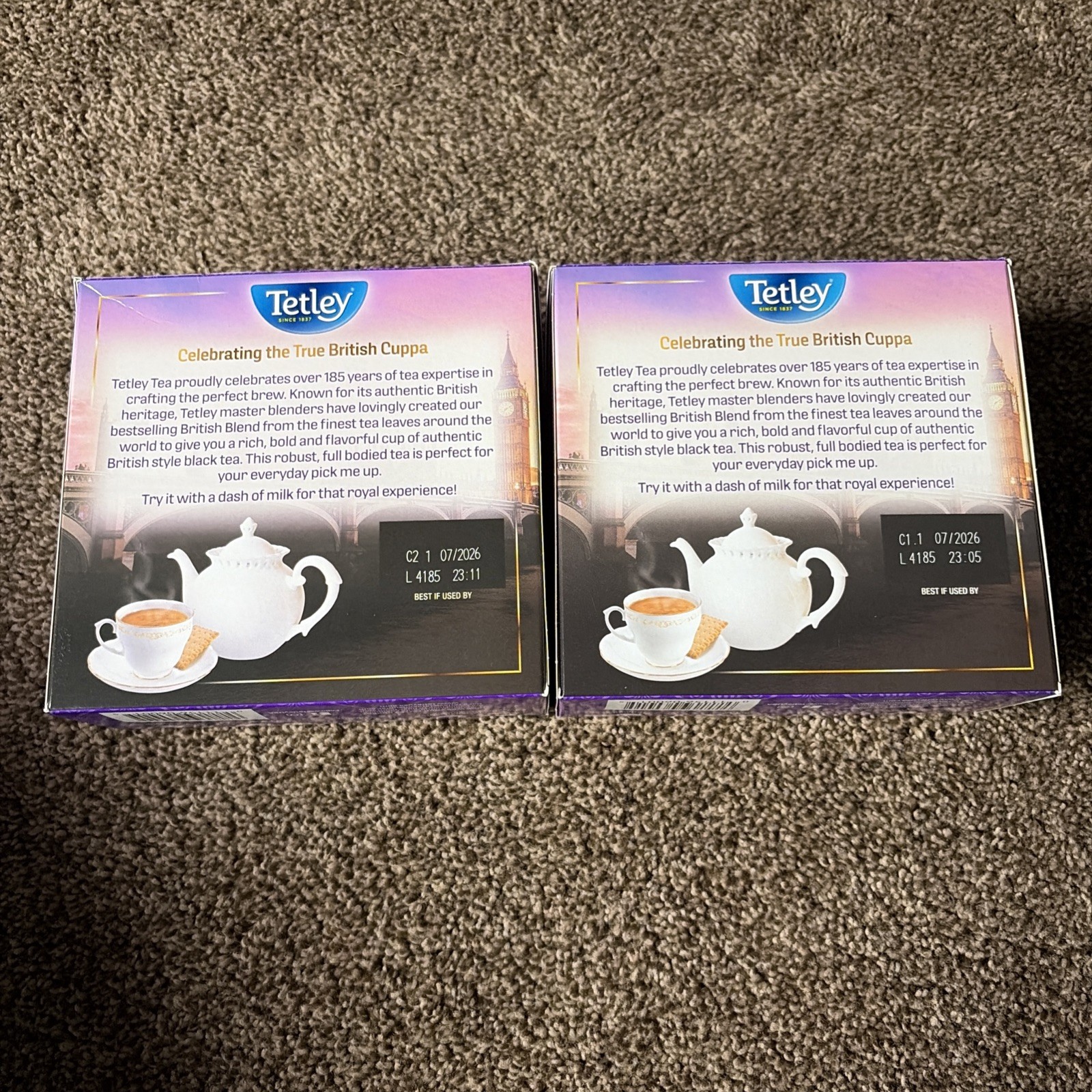 Tetley British Blend Premium Black Tea 2 Box 160 Bags Deliciously Rich & Robust