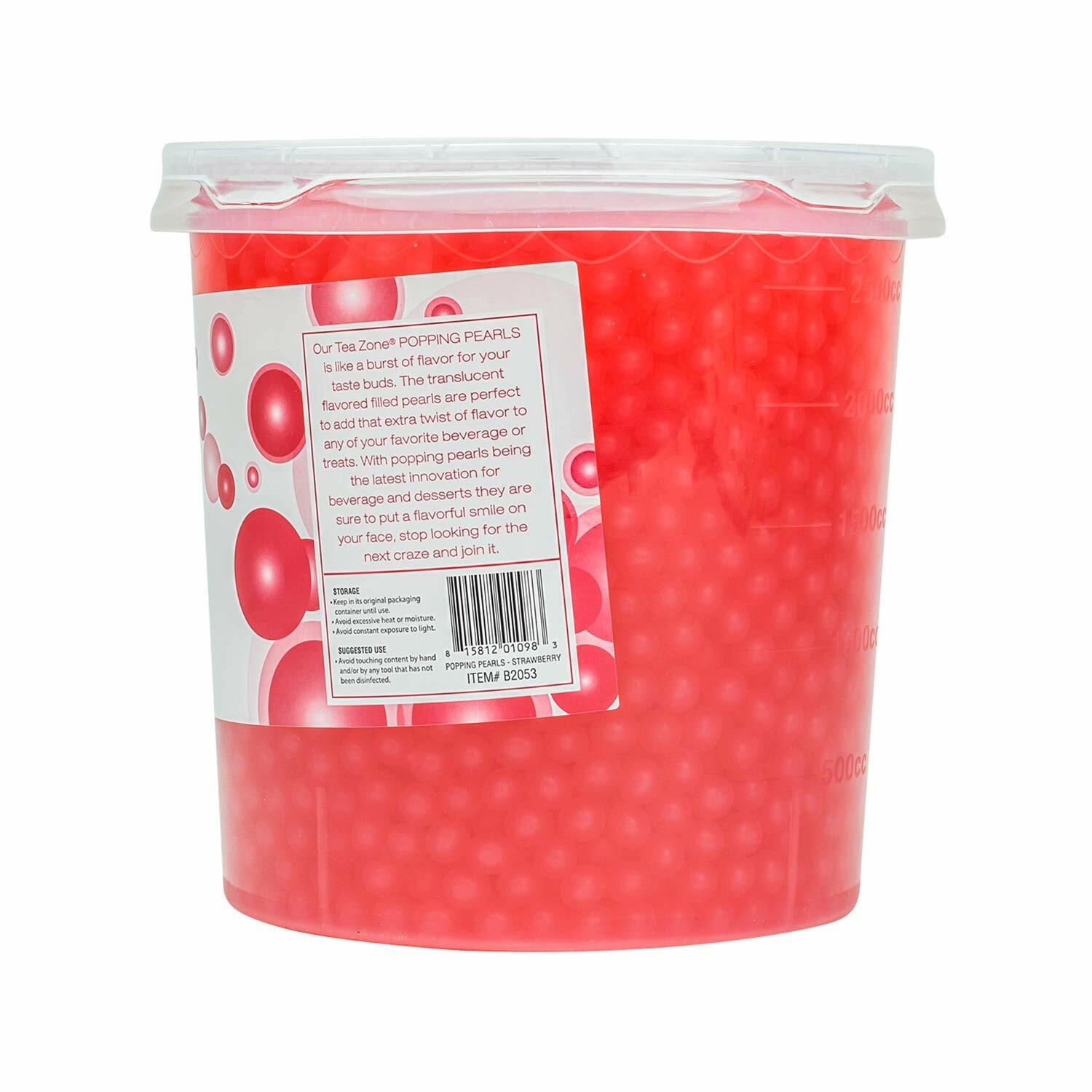 Tea Zone Strawberry Popping Pearls/Popping Boba(B2053, 7lbs) for Boba Tea