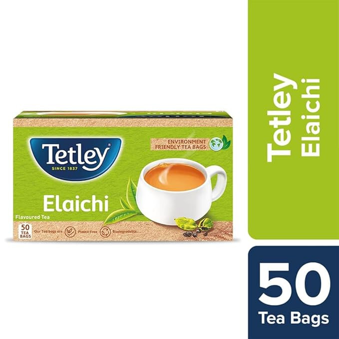 Tetley | Masala Chai With Natural Flavour | Black Tea | 50 Tea Bags, 100 Grams
