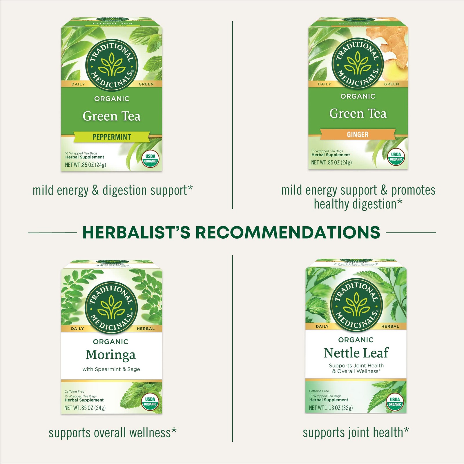 Traditional Medicinals Tea, Organic Green Tea Matcha, 96 Count (Pack of 6)