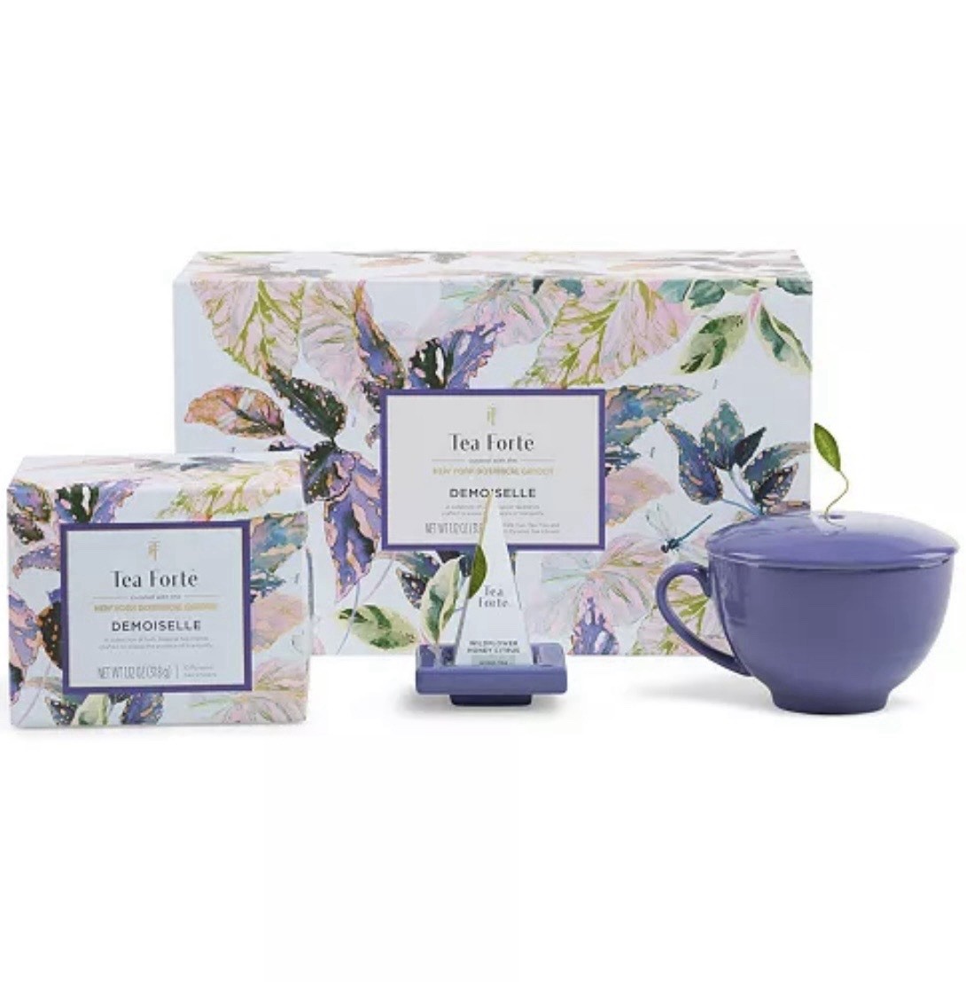 TEA FORTE New York Botanical Garden DEMOISELLE Cafe Cup Tray Infusers GIFT BOX