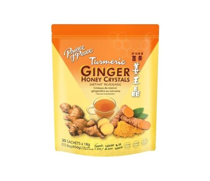 Prince Of Peace Instant Ginger Honey Crystals w/ Turmeric, 25 Sachets Honey Tea