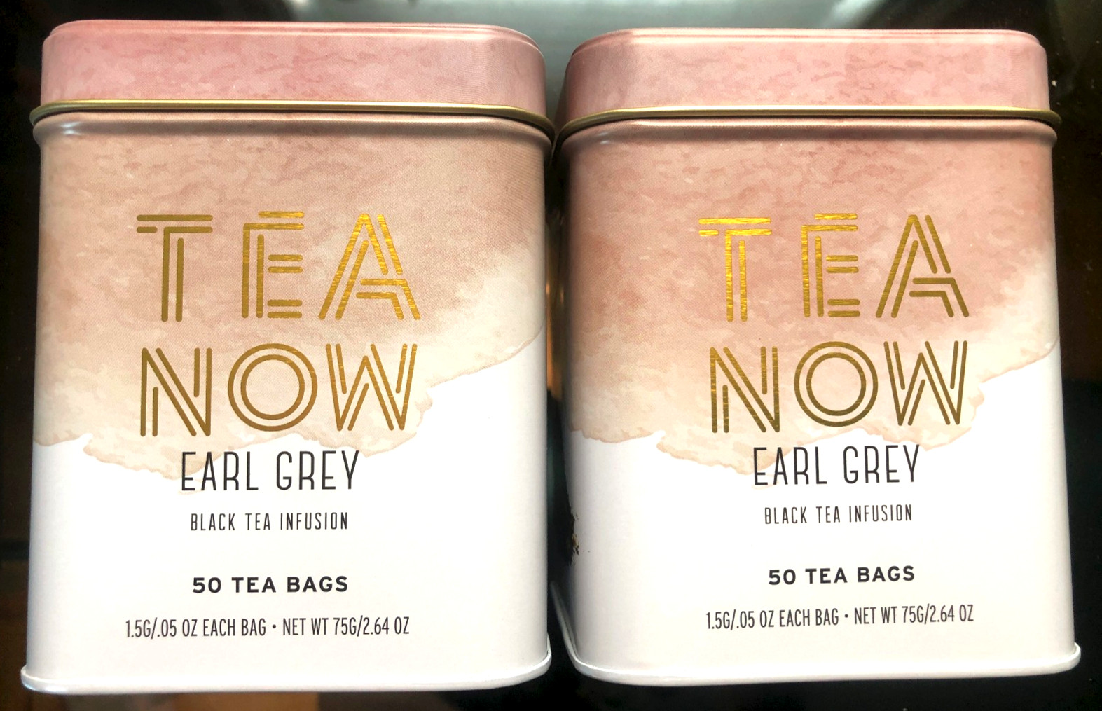 2 x Tea Now Zero Carbon Earl Grey Black Tea, 50 tea bags in ea Tin Box 11/2027