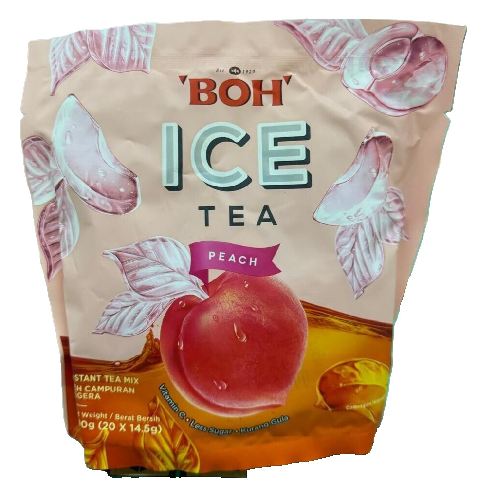 Boh Ice Tea Instant Mix Peach Flavour Vitamin C Less Sugar 20s x 14.5g – 1 Pack