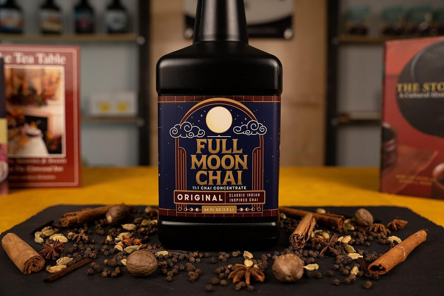 Maya Chai Tea Concentrate, Full Moon, Organic Cane Sugar, 64 Ounce with Pump