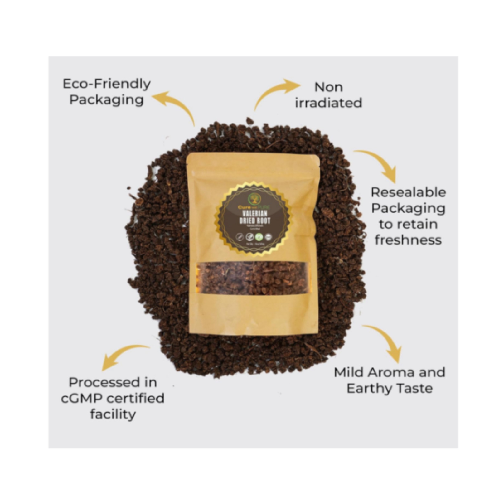 Organic Valerian Root Tea Cut, Sifted & Non-Irradiated Resealable 16oz