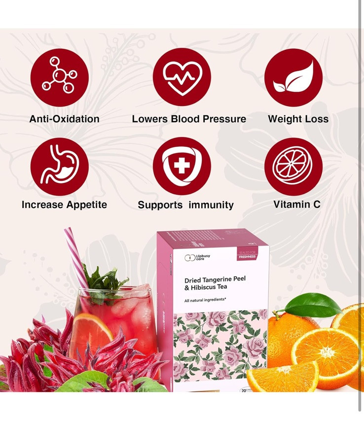 Dried Tangerine Peel & Hibiscus Tea 10 Single Bags